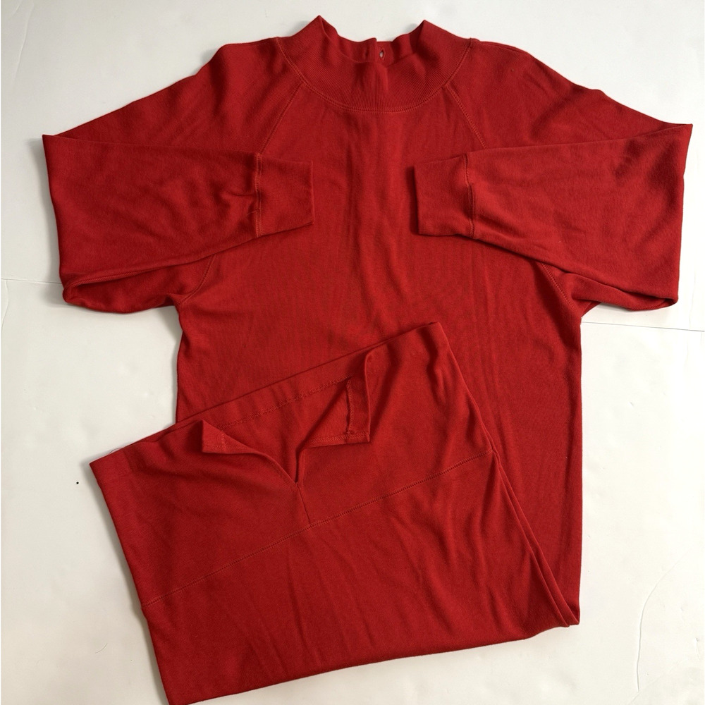 Vintage Compagnie Internationale Express Midi‎ Dress Medium Red Long Sleeve USA